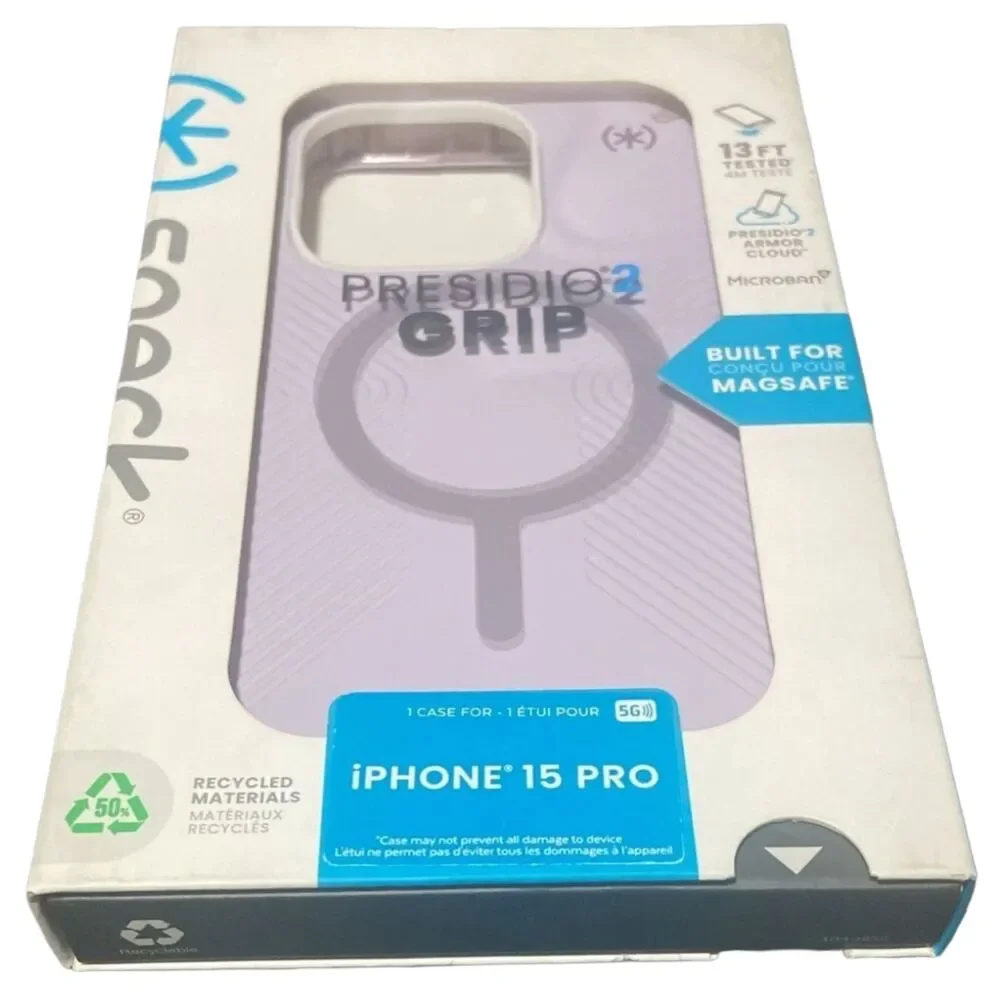 Speck Presidio2 Grip MagSafe iPhone 15 Pro Case Soft Lilac Purple NEW